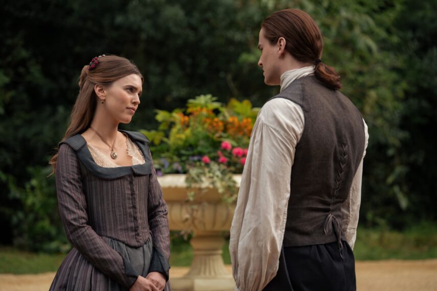 Carla Woodcock as Amaranthus and Charles Vandervaart as William Ransom — 'Outlander'