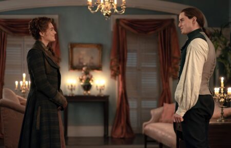 Sophie Skelton and Charles Vandervaart in 'Outlander' Season 8