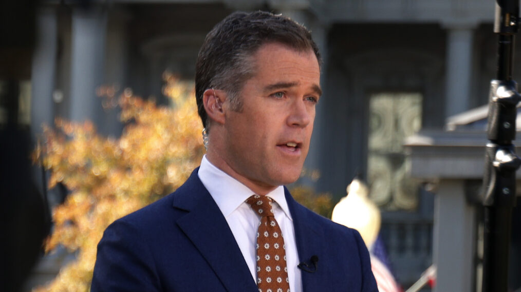 Peter Alexander participates reports from the White House November 6, 2020, in Washington, D.C.