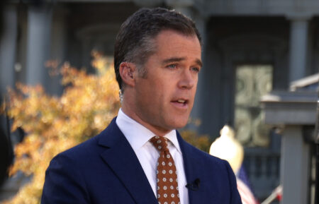 Peter Alexander participates reports from the White House November 6, 2020, in Washington, D.C.