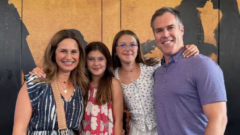 Peter Alexander and his wife Alison Starling and their two daughters