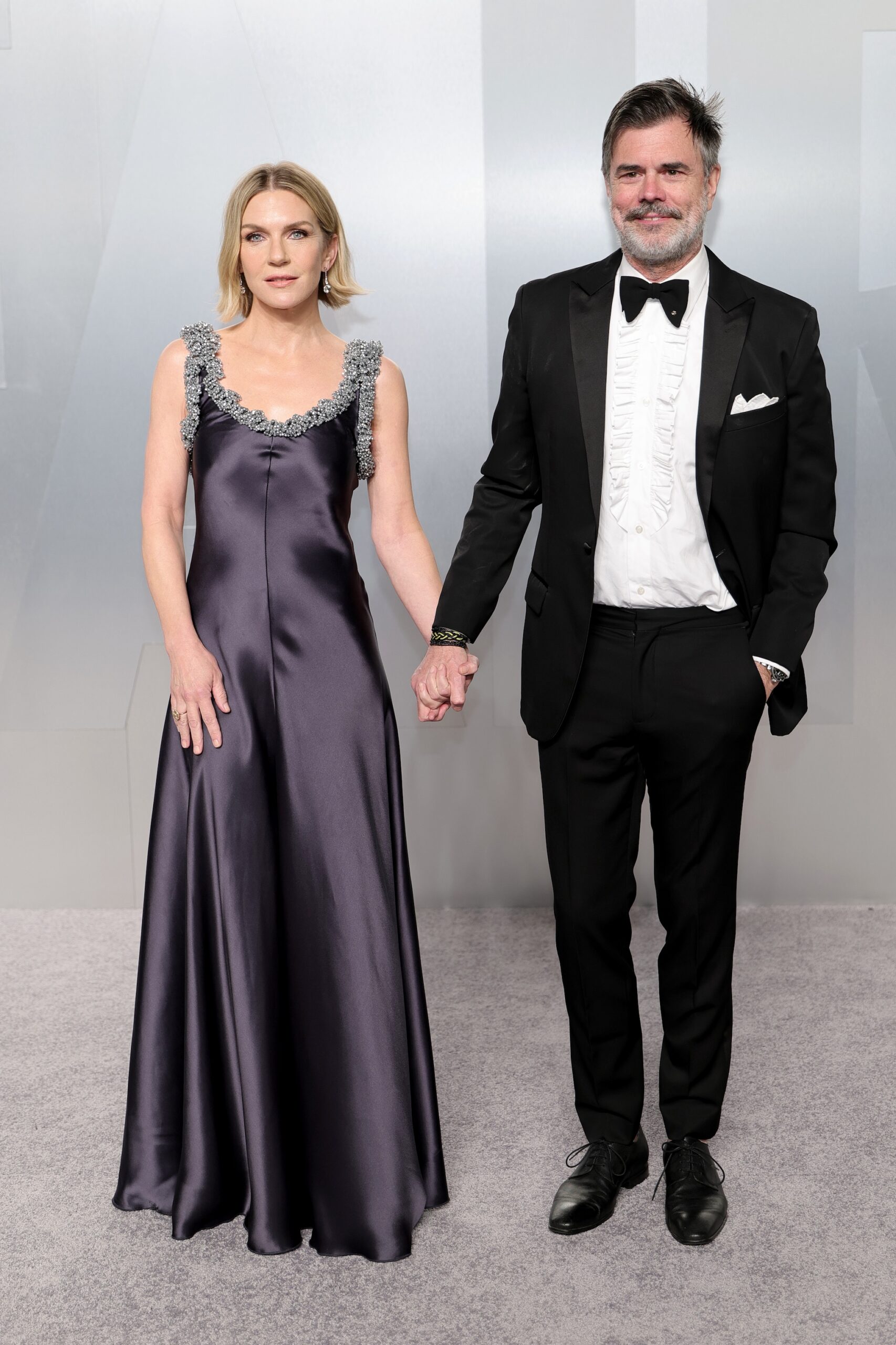 Rhea Seehorn and Graham Larson attend the 2026 Vanity Fair Oscar Party Hosted By Mark Guiducci at Los Angeles County Museum of Art on March 15, 2026 in Los Angeles, California.