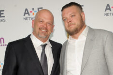 Rick Harrison and Corey Harrison attend the 2015 A+E Networks Upfront on April 30, 2015, in New York City