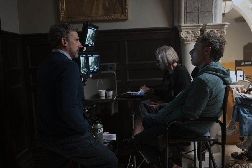 Steve Carell and Zach Braff behind the scenes of 'Rooster'