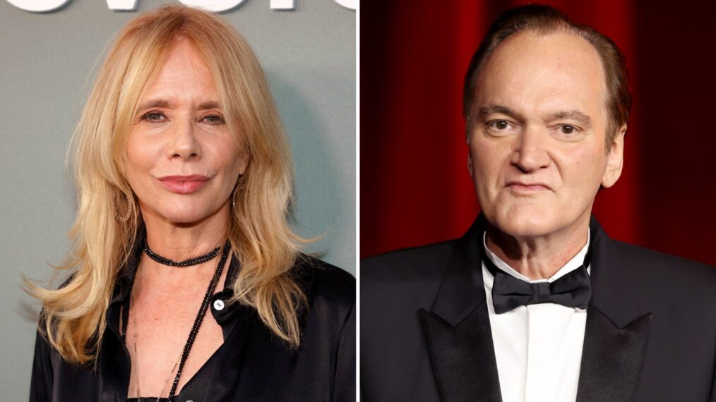 Rosanna Arquette attends the season finale screening of ‘Severance’ at DGA Theater Complex on April 8, 2022, in Los Angeles, California; Quentin Tarantino attends the 4th Annual Academy Museum Gala at the Academy Museum of Motion Pictures on October 19, 2024, in Los Angeles, California