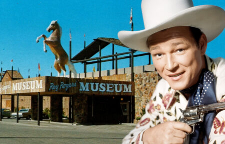 Roy Rogers Museum postcard withinset of Roy Rogers