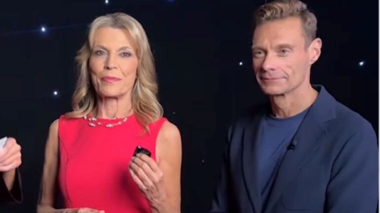 Ryan Seacrest and Vanna White on the set of 