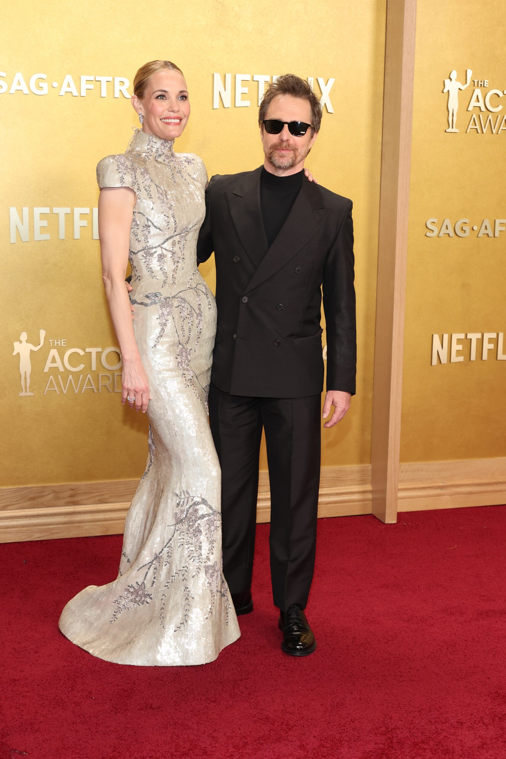 Leslie Bibb and Sam Rockwell at the 2026 Actor Awards