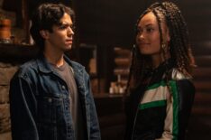 Zack Calderon as Diego Herrera and Rainbow Wedell as Claire Zomer in 'School Spirits' Season 2