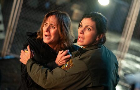 Diane Farr as Sharon Leone and Morena Baccarin as Sheriff Mickey Fox — 'Sheriff Country' Crossover With 'Fire Country' 