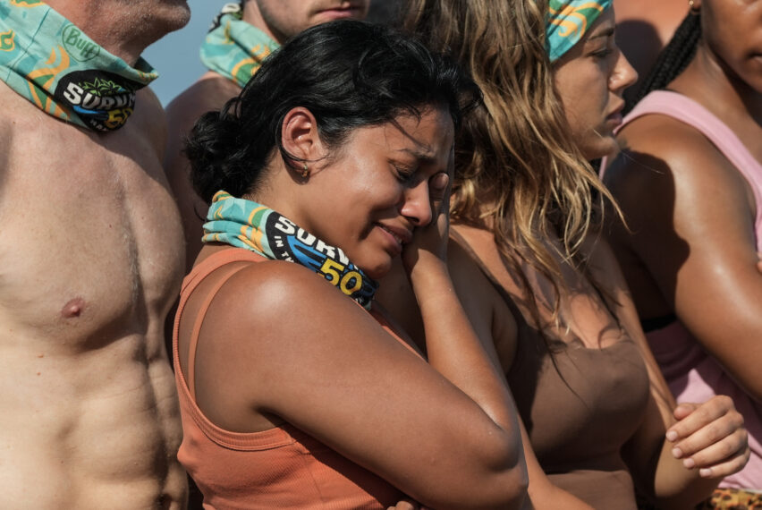 Kamilla Karthigesu cries during 'Survivor 50' Episode 2