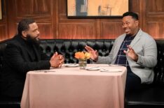 “Welcome to the Things We Do for Love” – Marty meets Courtney’s intimidating father to ask for his blessing, but Clancy’s (Anthony Anderson) cryptic response sends Calvin and Tina digging for answers. Meanwhile, Gemma and Dave are stunned by Grover’s tattoo, on THE NEIGHBORHOOD, Monday, March 30 (8:00-8:30 PM, ET/PT) on the CBS Television Network, and streaming on Paramount+. Pictured: Anthony Anderson as Clancy and Marcel Spears as Marty.