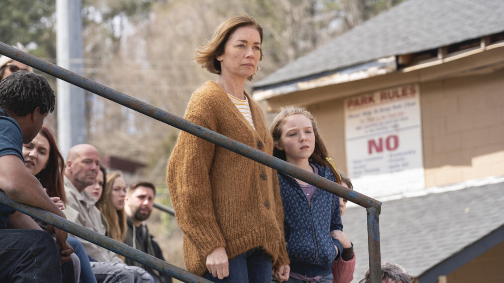 Julianne Nicholson as Glory Maitland and Scarlett Blum as Jessa Maitland in 'The Outsider'