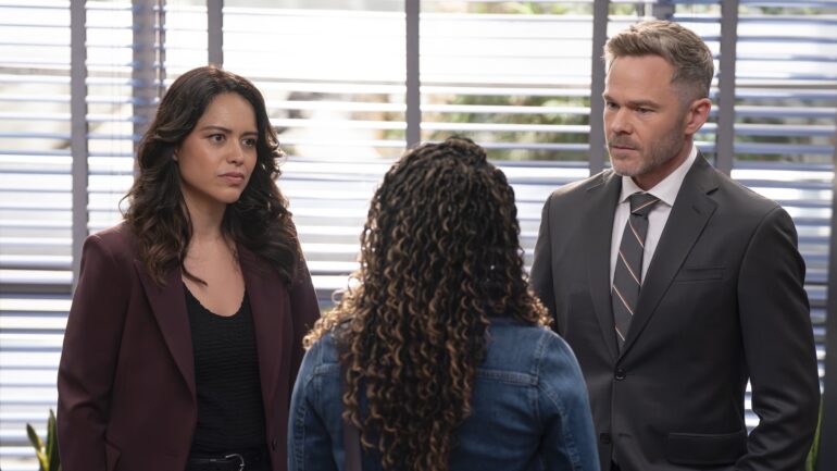 Alyssa Diaz as Angela, Shawn Ashmore as Wesley — 'The Rookie' Season 8 Episode 8 