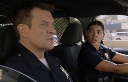 Nathan Fillion as Nolan, Lisseth Chavez as Celina — 'The Rookie' Season 8 Episode 11 