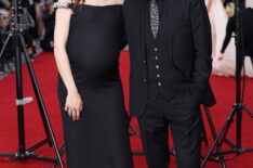 Tuppence Middleton and Mans Marlind attends the world premiere of 'Downton Abbey: A New Era' at Cineworld Leicester Square on April 25, 2022 in London, England.