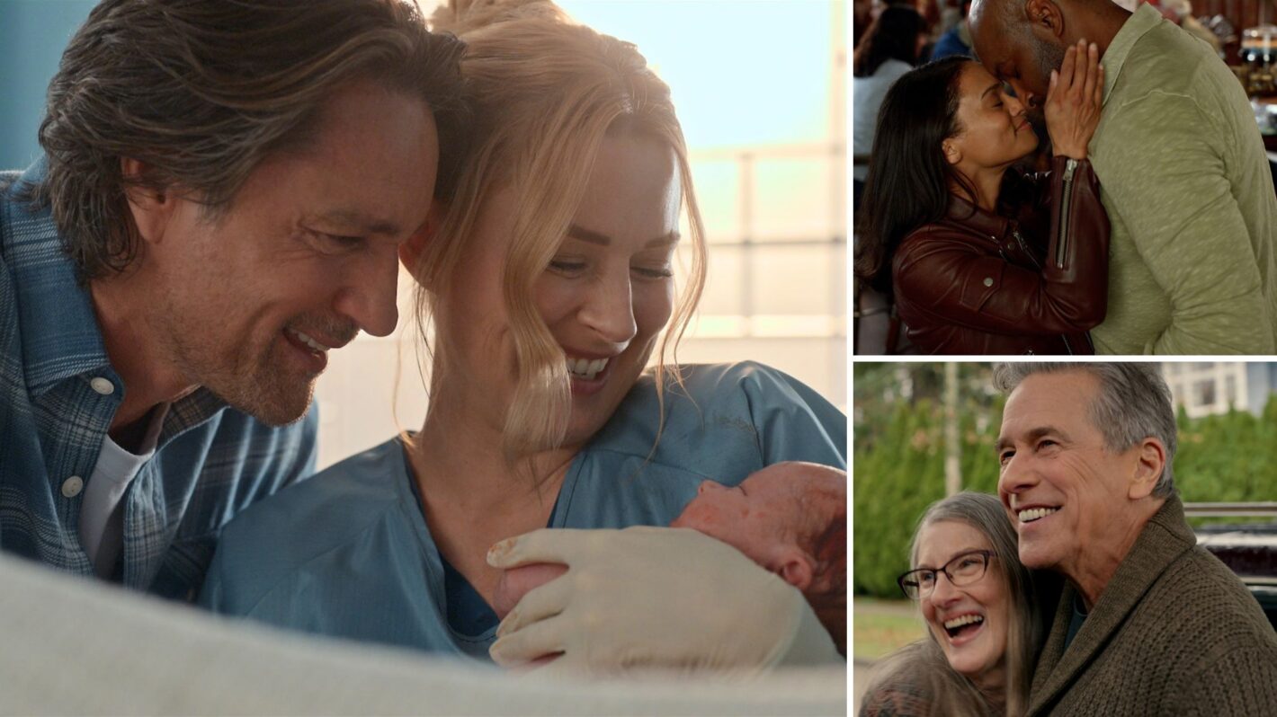 Martin Henderson and Alexandra Breckenridge, Kandyse McClure and Colin Lawrence, and Tim Matheson and Annette O'Toole in 'Virgin River' Season 7