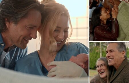 Martin Henderson and Alexandra Breckenridge, Kandyse McClure and Colin Lawrence, and Tim Matheson and Annette O'Toole in 'Virgin River' Season 7