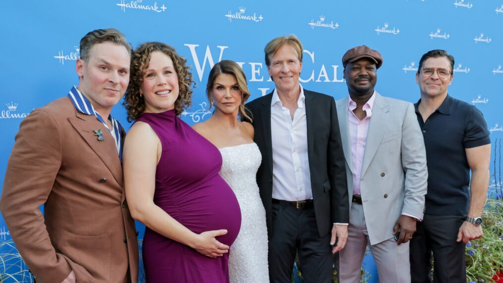 Ben Rosenbaum, Erin Krakow, Lori Loughlin, Jack Wagner, Viv Leacock and Kavan Smith attend When Calls the Heart & Hope Valley: 1874 Celebration at The Sun Rose Hotel in West Hollywood, CA.