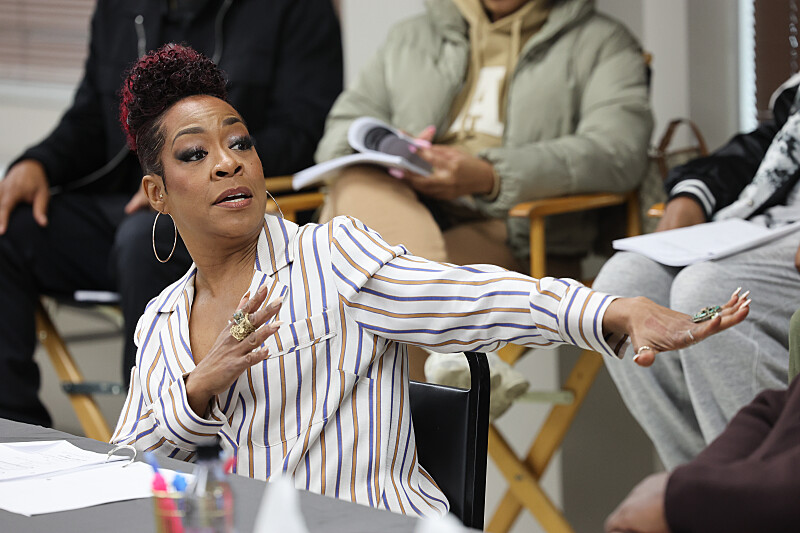 Behind the scenes coverage of the CBS Original Series THE NEIGHBORHOOD on February 11th, 2026, during their season 8 series finale table read and interview special with Entertainment Tonight. Pictured: Tichina Arnold. Photo: Matthew Taplinger/CBS ©2026 CBS Broadcasting, Inc. All Rights Reserved.