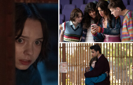 A Good Girl's Guide to Murder: Season 2. (L-R) Emma Myers as Pip Fitz-Amobi, Asha Banks as Cara Ward, Yali Topol Margalith as Lauren Gibson, and Jude Morgan-Collie as Connor Reynolds in A Good Girl's Guide to Murder: Season 2. Cr. NETFLIX © 2026