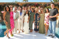 Sandra Mason, Allyshia Gupta, Jeremy Simon, Brendan Morais, Christopher Stallworth, Tyler Cameron, Noah Erb, Tammy Kay Ly, Jesse Palmer, Tayshia Adams, Courtney Robertson Preciado, Joan Vassos, Sam McKinney, Christina Haack, Jill Chin and Dean Bell attend HGTV's first-ever event at the Bachelor Mansion to Celebrate 'Bachelor Mansion Takeover' at The Bachelor Mansion on March 12, 2026 in Los Angeles, California.