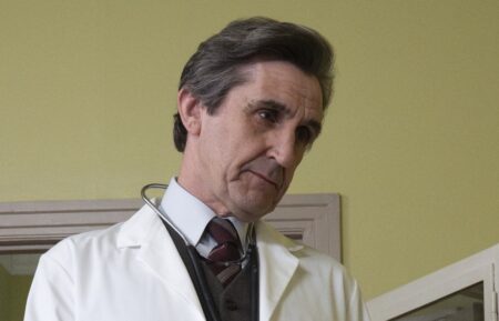 CALL THE MIDWIFE (Season 15) - Season 15 Episode 2 Sister Julienne (JENNY AGUTTER), Patrick Turner (STEPHEN MCGANN), and Estelle (Julie Lamberton) Credit: PBS/Neal Street Productions