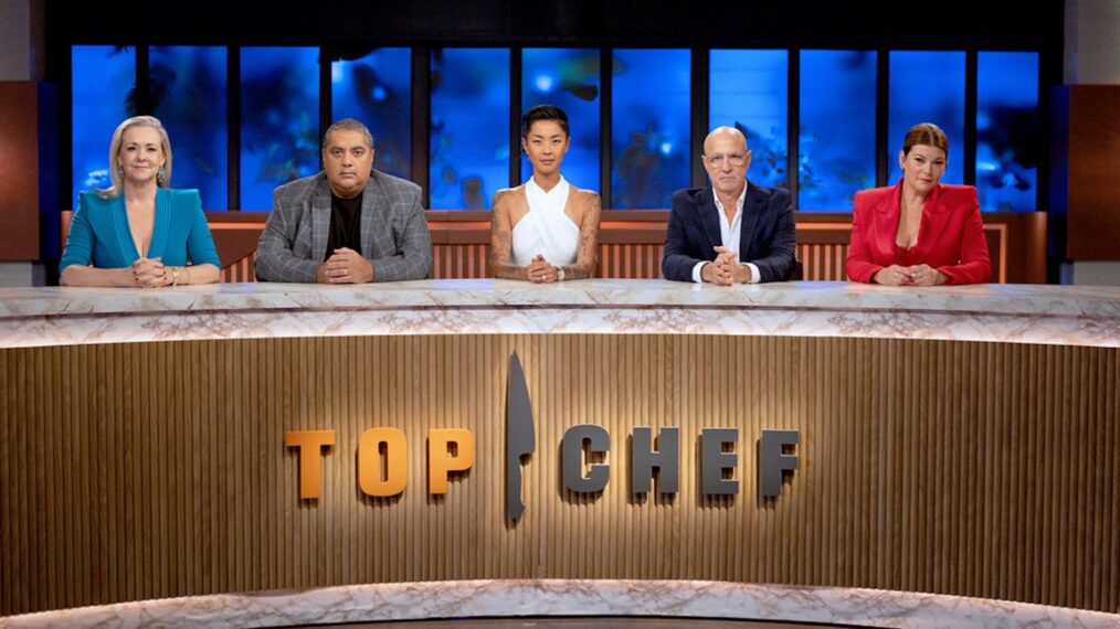 Clare Reichenbach, Michael Mina, Kristen Kish, Tom Colicchio, and Gail Simmons, 'Top Chef' Season 23, Episode 8, Bravo, April 27, 2026.