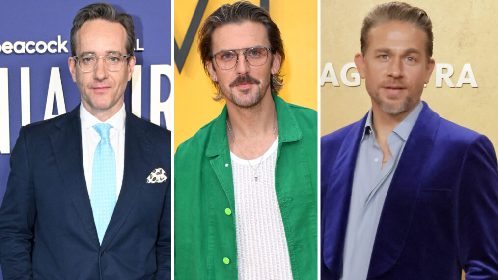 Matthew Macfadyen attends Peacock's The Miniature Wife Red Carpet Premiere and After Party in partnership with Esquire and ELLE on April 06, 2026 in Los Angeles, California. (Photo by Vivien Killilea/Getty Images for Hearst Magazines); Dan Stevens attends the 'Swiped' European Premiere at the Curzon Mayfair on September 11, 2025 in London, England. (Photo by Kate Green/Getty Images); Charlie Hunnam attends the 32nd Annual Actor Awards at Shrine Auditorium and Expo Hall on March 01, 2026 in Los Angeles, California. (Photo by Rodin Eckenroth/Getty Images)