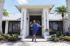 Host David Bromstad poses for a picture outside of House 2, Hero, Lago Creek, as seen on 'My Lottery Dream Home,' Season 18, HGTV.