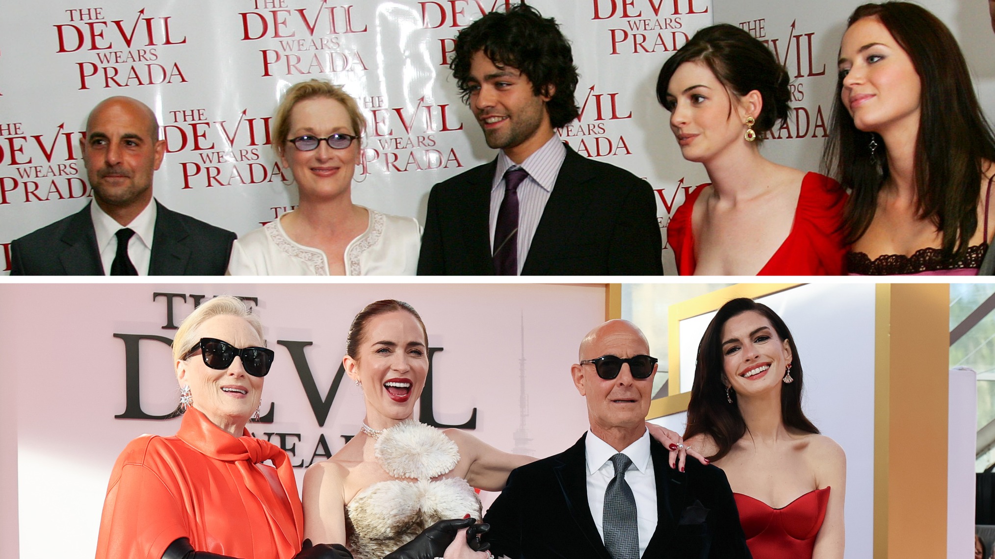 Meryl Streep, Emily Blunt, Stanley Tucci, and Anne Hathaway at the Devil Wears Prada premieres