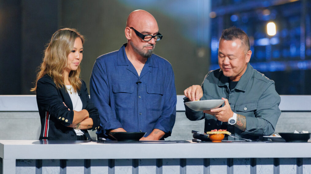 Esther Choi, Michael Symon, and Jet Tila, '4 in 24: Last Chef Standing,' Food Network, Season 3, Episode 1, April 26, 2026.