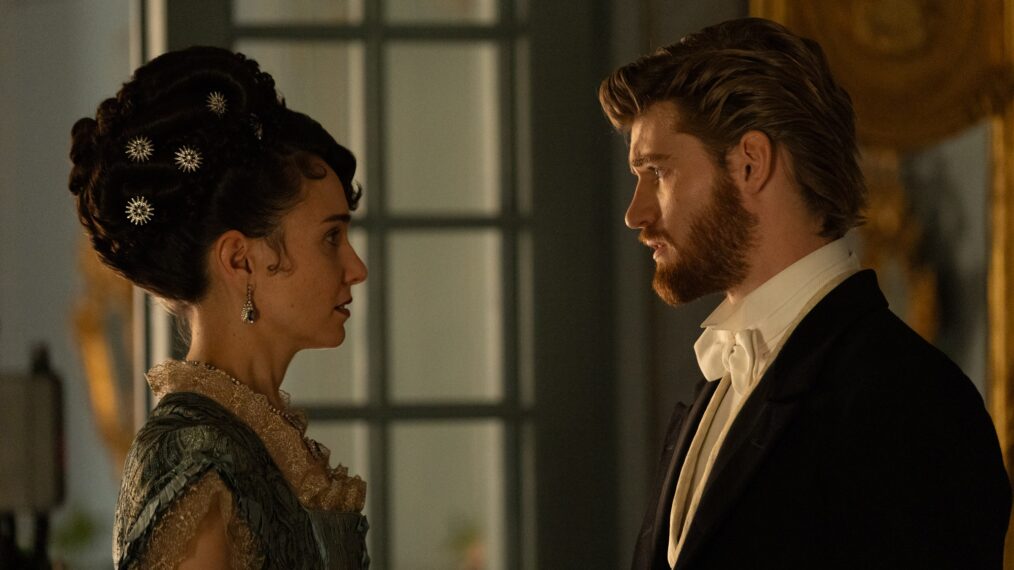 Tuppence Middleton as Frances, Danny Griffin as Jolyon Jr in The Forsytes