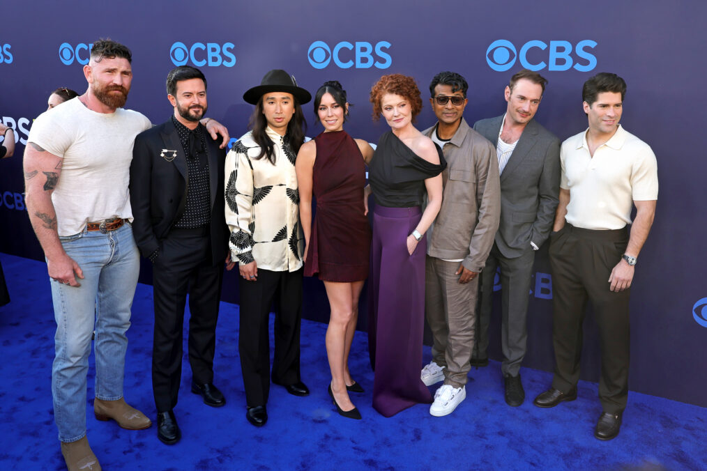 LOS ANGELES, CALIFORNIA - APRIL 15: (L-R) Devan Chandler Long, Richie Moriarty, Román Zaragoza, Sheila Carrasco, Rebecca Wisocky, Utkarsh Ambudkar, Brandon Scott Jones and Asher Grodman attend CBS Fest 2026 at Paramount Pictures Studios on April 15, 2026 in Los Angeles, California. (Photo by Kevin Winter/Getty Images)