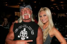 Wrestler Hulk Hogan and singer Brooke Hogan poses inside at the MTV 2006 Video Music Awards Forum at Radio City Music Hall in the grand lounge on August 30, 2006 in New York City.