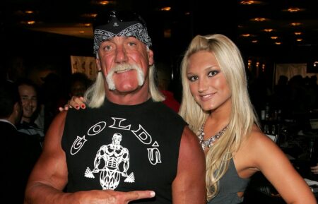 Wrestler Hulk Hogan and singer Brooke Hogan poses inside at the MTV 2006 Video Music Awards Forum at Radio City Music Hall in the grand lounge on August 30, 2006 in New York City.