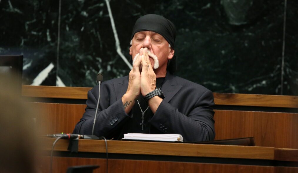 ST PETERSBURG, FL - MARCH 08: NY POST OUT Terry Bollea, aka Hulk Hogan, testifies in court during his trial against Gawker Media at the Pinellas County Courthouse on March 8, 2016 in St Petersburg, Florida. Bollea is taking legal action against Gawker in a USD 100 million lawsuit for releasing a video of him having sex with his best friends wife. (Photo by John Pendygraft-Pool/Getty Images)