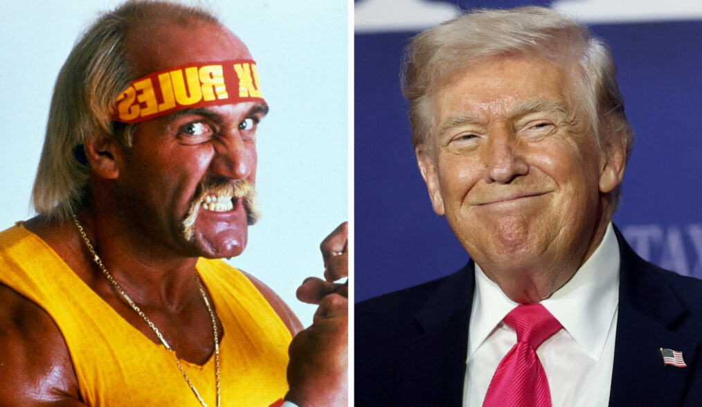 U.S. President Donald Trump attends a roundtable discussion on his “No Tax on Tips” policy at the AC Hotel on April 16, 2026 in Las Vegas, Nevada. Trump is in Las Vegas to promote the tax cuts he signed into law in the “One Big Beautiful Bill Act” ahead of the midterm election. Tomorrow he will deliver remarks at a Turning Point USA event in Phoenix, Arizona. (Photo by Win McNamee/Getty Images); WWF SMACKDOWN!, (aka WWE SMACKDOWN!), Hulk Hogan, 1999-. ©UPN/Courtesy Everett Collection