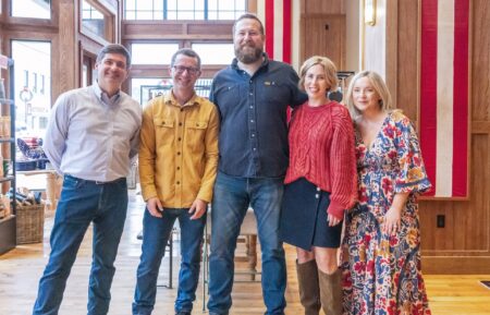 Jim Rasberry, Josh Nowell, Ben Napier, Erin Napier, and Mallorie Rasberry, HGTV 'Home Town: Inn This Together,' Season 1 promo pic 2026.