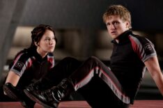Jennifer Lawrence and Josh Hutcherson as Katniss and Peeta in The Hunger Games