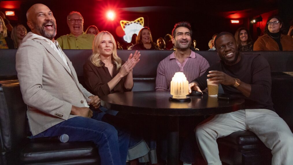Keegan-Michael Key, Chelsea Handler, Kumail Nanjiani, and Kevin Hart in Netflix's 'Funny AF With Kevin Hart,' 2026.