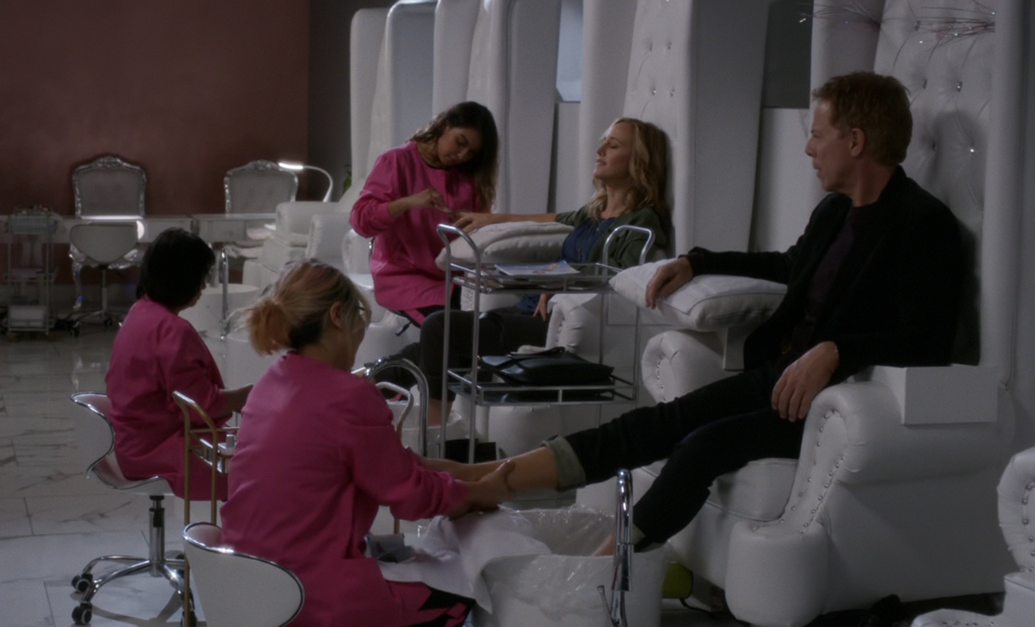 Kim Raver and Greg Germann in Grey's Anatomy Season 15 Episode 12