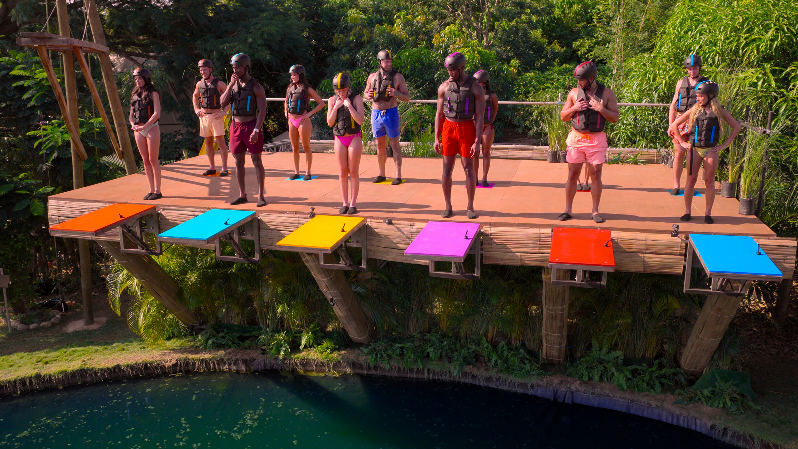 Ally, Jimmy P., Yamen, Natalie, MacKenzie, Dave, Demari, Chris, Jimmy S., and Allison in episode 403 of PERFECT MATCH.