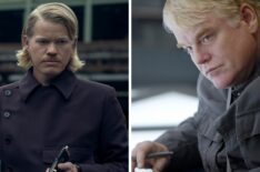 Jesse Plemons and Philip Seymore Hoffman as Plutarch in Sunrise on the Reaping and The Hunger Games: Mockingjay