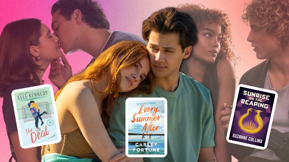 Ella Bright and Belmont Cameli as Hannah and Garrett in Off Campus, Sadie Soverall and Matt Cornett as Percy and Sam in Every Year After, and Whitney Peak and Joseph Zada as Lenore Dove and Haymitch in Sunrise on the Reaping