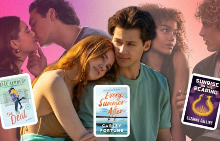 Ella Bright and Belmont Cameli as Hannah and Garrett in Off Campus, Sadie Soverall and Matt Cornett as Percy and Sam in Every Year After, and Whitney Peak and Joseph Zada as Lenore Dove and Haymitch in Sunrise on the Reaping