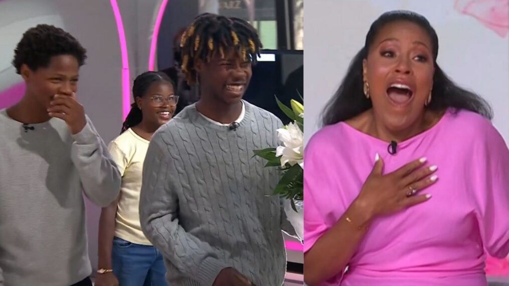 Sheinelle Jones and kids Uche, Clara, and Kayin on the Aporil 14, 2206, episode of 'Today With Jenna & Sheinelle.'