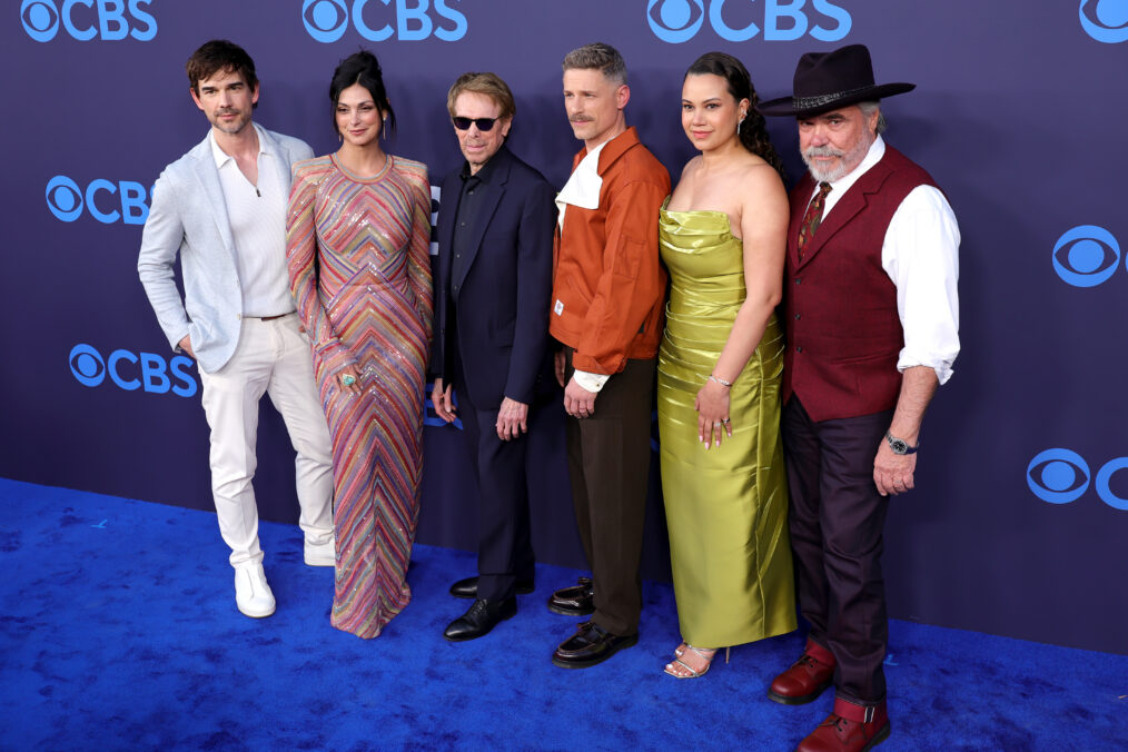 LOS ANGELES, CALIFORNIA - APRIL 15: (L-R) Christopher Gorham, Morena Baccarin, Jerry Bruckheimer, Matt Lauria, Michele Weaver and William Earl Brown attend CBS Fest 2026 at Paramount Pictures Studios on April 15, 2026 in Los Angeles, California. (Photo by Kevin Winter/Getty Images)