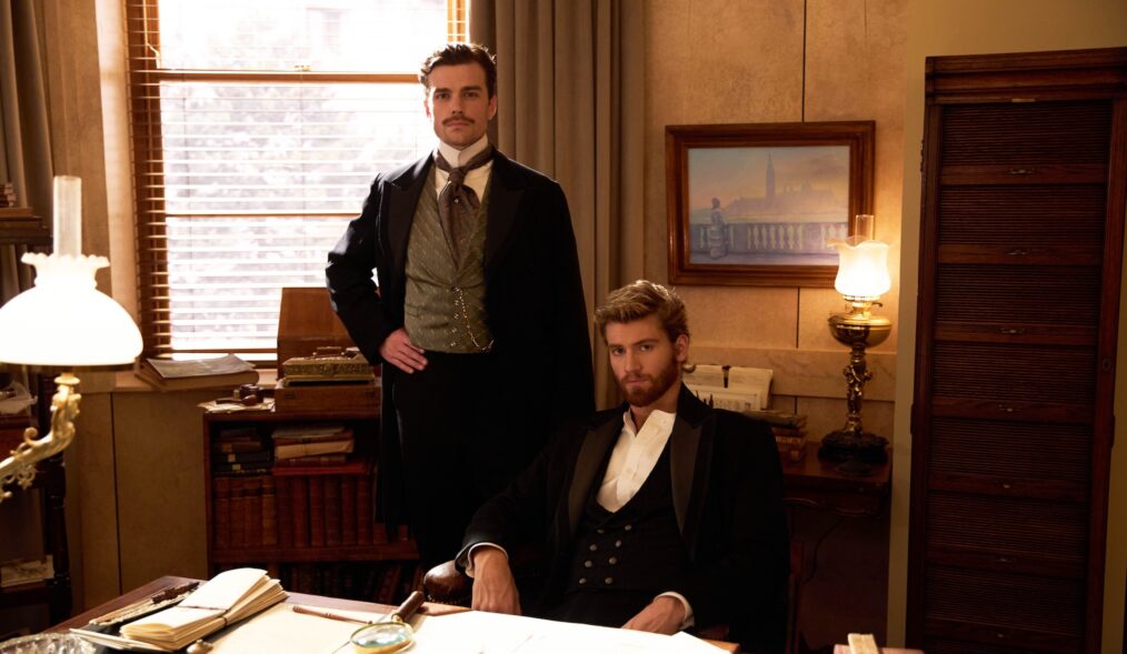 MASTERPIECE The Forsytes Coming in 2026 to MASTERPIECE on PBS. Desire, ambition and betrayal are at the heart of this sumptuous costume drama that follows the romances, family bonds and ambitions of the Forsytes, a prominent upper-class family in late 1800s London. The series is inspired by the novels known as the The Forsyte Saga, which were previously adapted with the same title. This new reimagining portrays events that take place before those covered in Galsworthy's classic books and brings romance to the forefront. Shown L-R: Soames Forsyte (Joshua Orpin), Jolyon Forsyte, Jr (Danny Griffin) For editorial use only. Photographer: Sean Gleason Courtesy of Mammoth Screen & MASTERPIECE