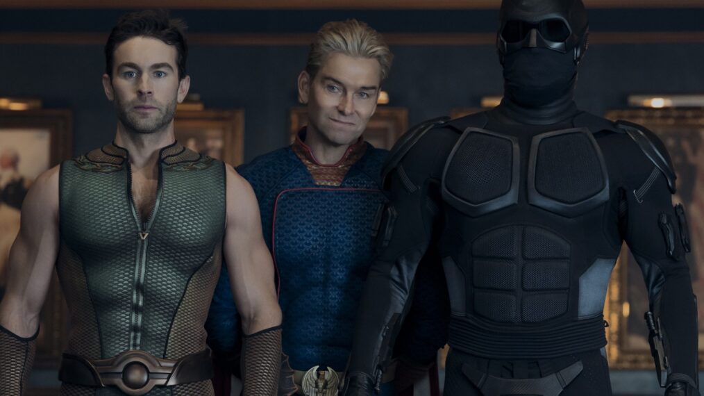 The Boys Season 5 - Chace Crawford (The Deep), Antony Starr (Homelander), Nathan Mitchell (Black Noir)